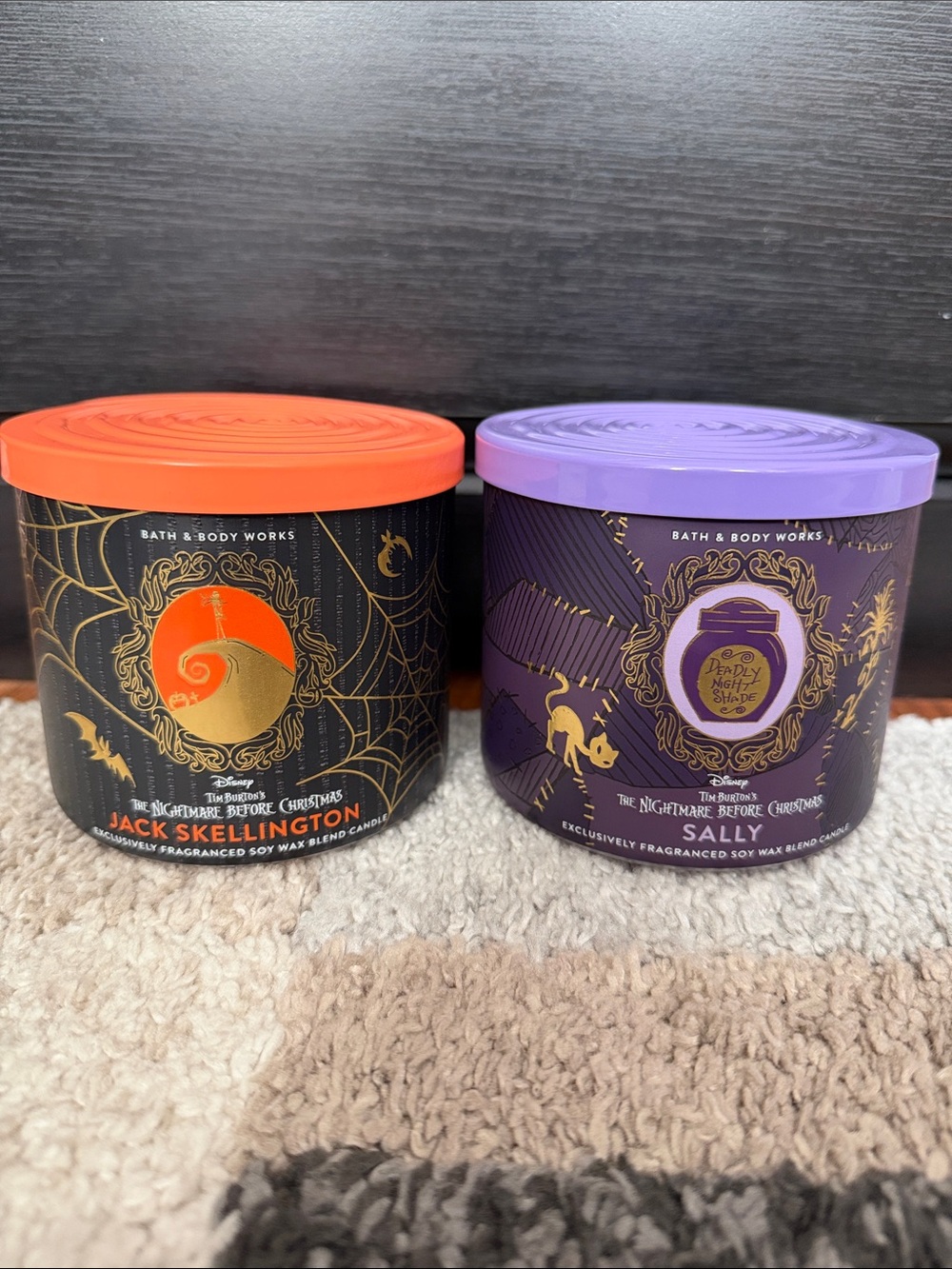 Bath & Body Works x Nightmare Before Christmas Jack / Sally 3-wick candles, NEW!